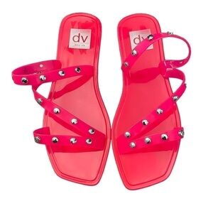 NWOB DV by DOLCE VITA Hot Pink Shelly Studded Jelly Slip On Sandals 6